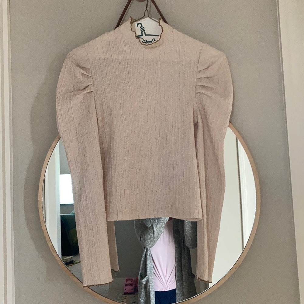 Free People mock ruffle neck blouse